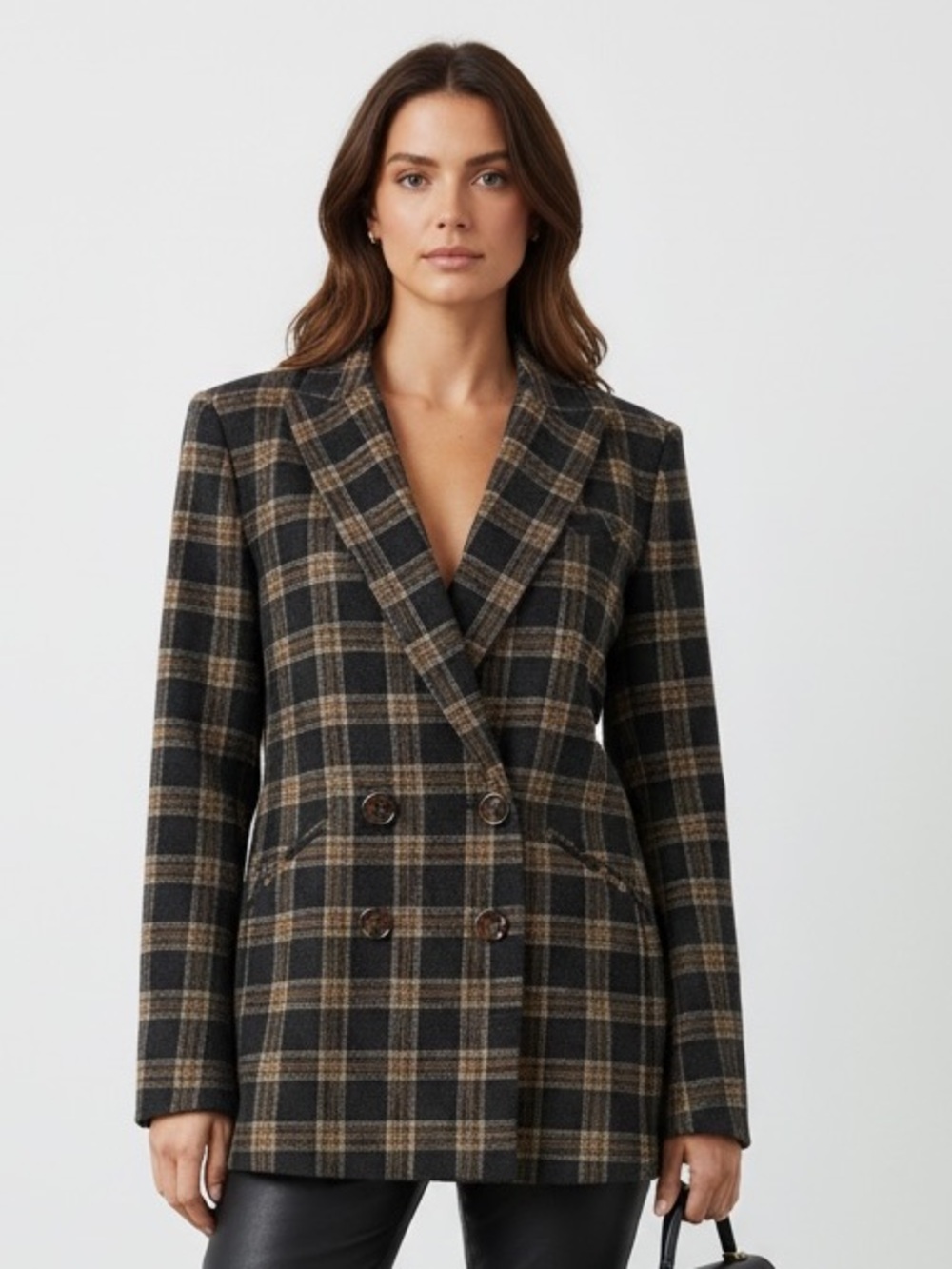 NWT Veronica Beard Oria Dickey (zip in compatible) Black Natural Plaid Blazer 8